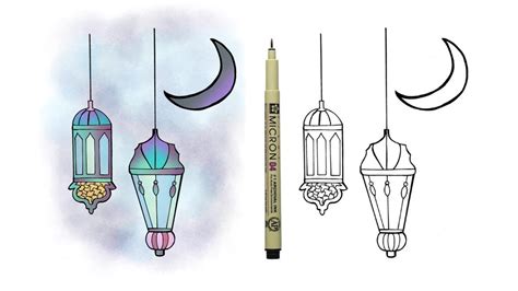 رسمة عن هلال رمضان